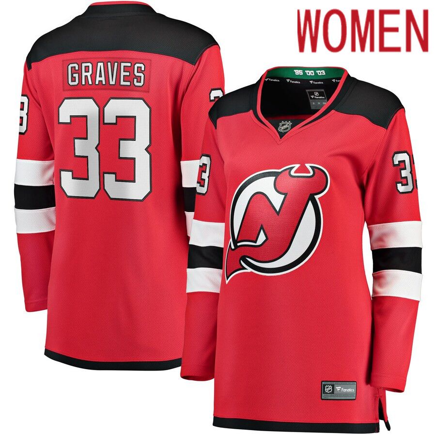 Women New Jersey Devils #33 Ryan Graves Fanatics Branded Red Breakaway Player NHL Jersey->women nhl jersey->Women Jersey